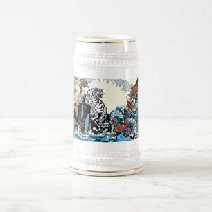 Azure Dragon and White Tiger. Illustration Beer Stein