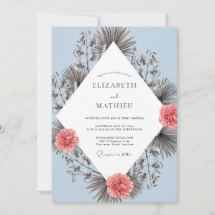Azure Dried Palm Eucalyptus Wedding Invitation