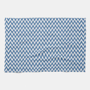 Azure Elegant Chevron Design Tea Towel