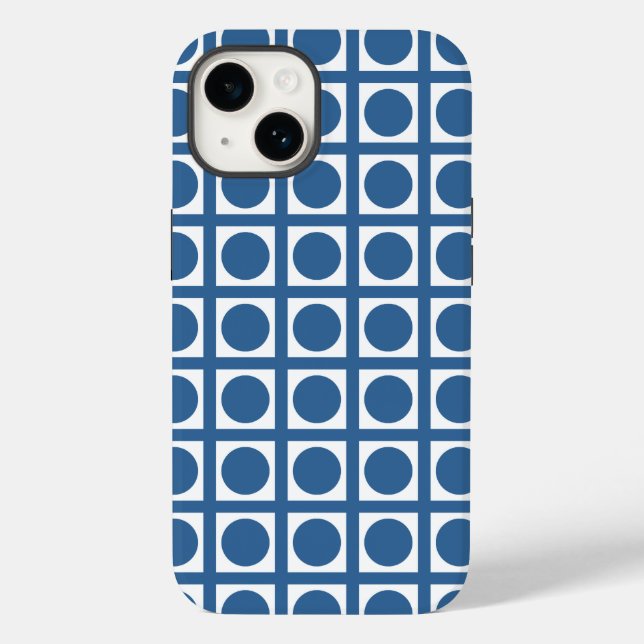 Azure Elegant Grid Dots Case-Mate iPhone Case (Back)
