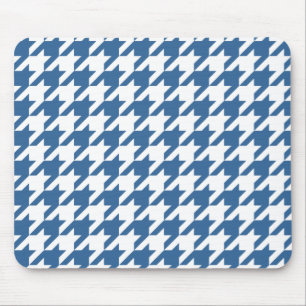 Azure Elegant Houndstooth Mouse Pad