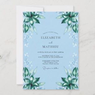 Azure Emerald Foliage Eucalyptus Wedding Invitation