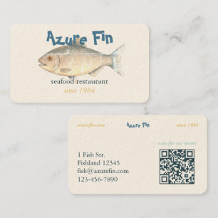 Azure Fin Classic Fish Restaurant QR Code Business Card