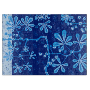 Azure Frost Flower Large Glass Cutting Board