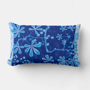 Azure Frost Flower Lumbar Pillow