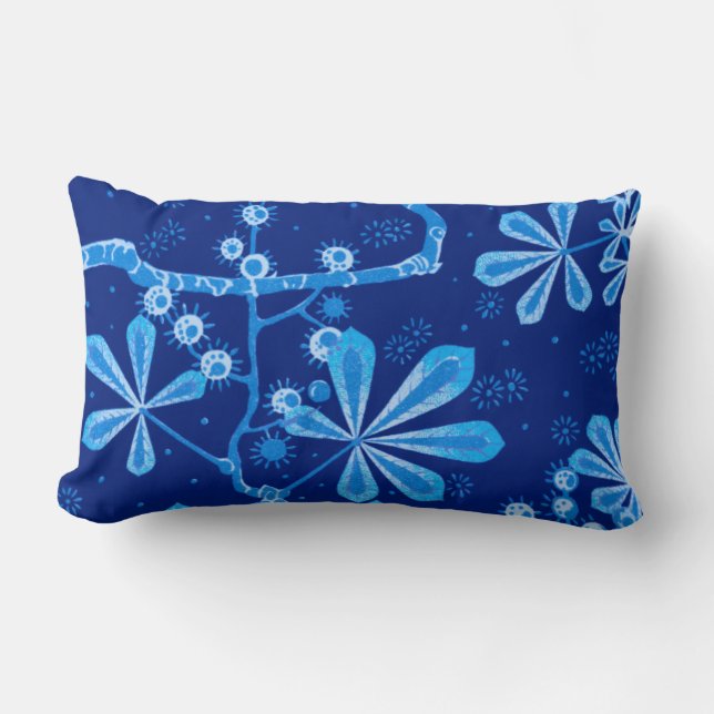 Azure Frost Flower Rectangular Pillow (Front)