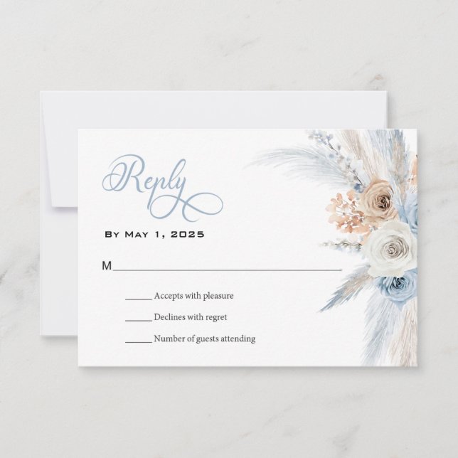 Azure & Gold Harmony Wedding RSVP Card (Front)