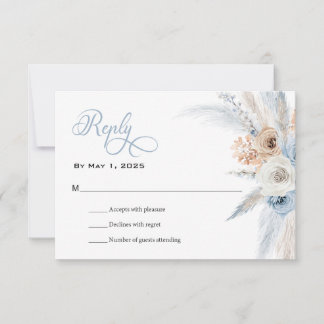 Azure & Gold Harmony Wedding RSVP Card