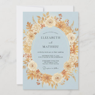 Azure Gold Wreath Wedding Invitation