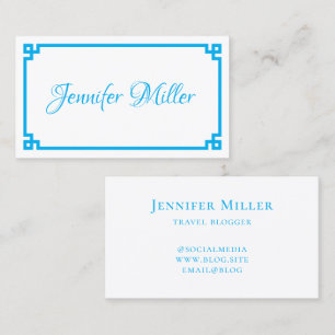 Azure Greek Key Minimalist Business Card