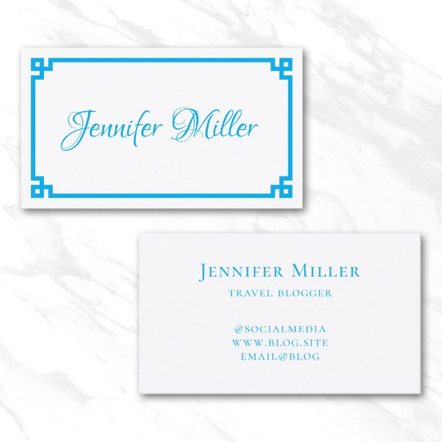 Azure Greek Key Minimalist Business Card (Azure Greek Key Minimalist Business Card)