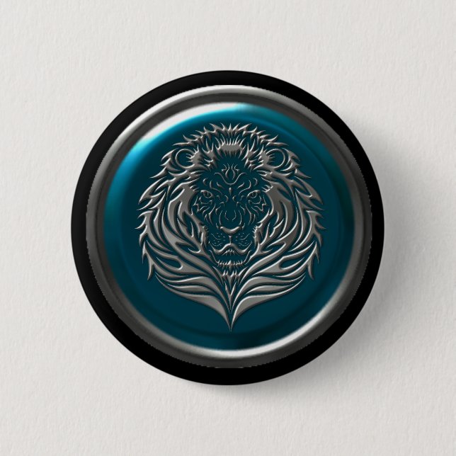 Azure Iron Celtic Lion button (Front)
