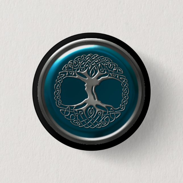 Azure Iron Celtic Tree Button (Front)