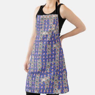 Azure Lattice Mosaic Geometric Pattern 1297 Apron