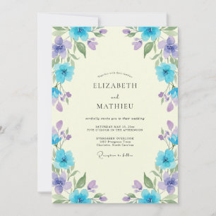 Azure Lavender Wildflower Wedding Invitation