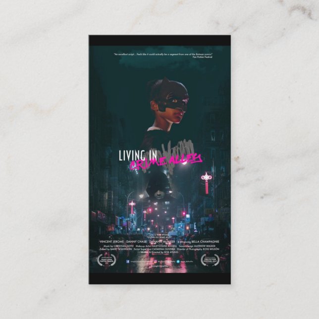 Azure Lorica FanFilm Awards- Living In Crime Alley Business Card (Front)