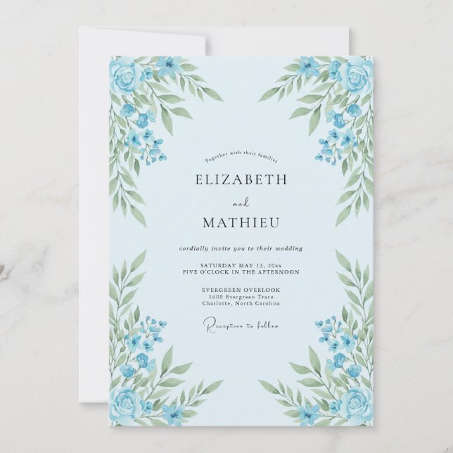 Azure Luminous Spring Wedding Invitation (Front)
