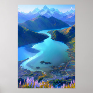 Azure Oasis: A Serene Mountain Lake Poster