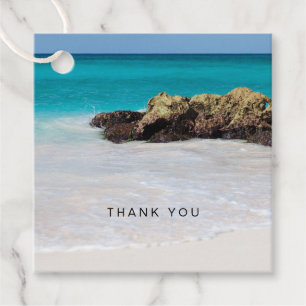 Azure Ocean Sandy Beach Photo Thank You Favour Tags