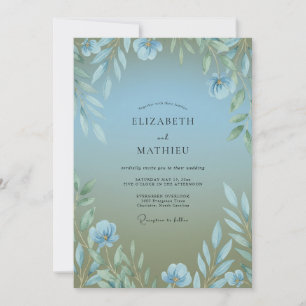Azure Olive Foliage Eucalyptus Wedding Invitation