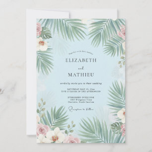 Azure Palm Tropical Eucalyptus Wedding Invitation