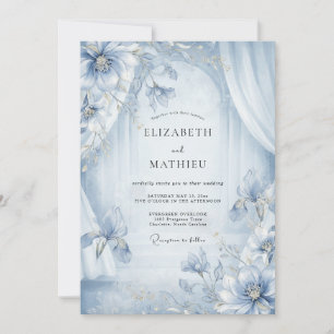 Azure Peony Wedding Invitation