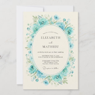 Azure Ranunculus Eucalyptus Wedding Invitation