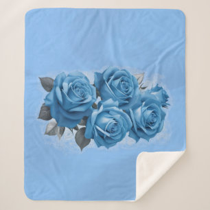 Azure Rose Serenity Sherpa Blanket
