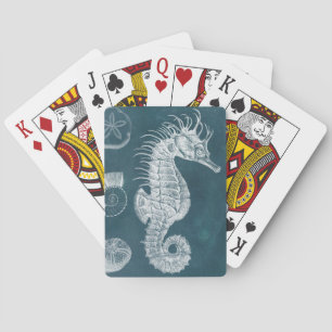 Azure Seahorse Study I Playing Cards