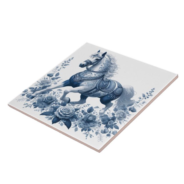 Azure Steed: Floral Grace Tile (Side)