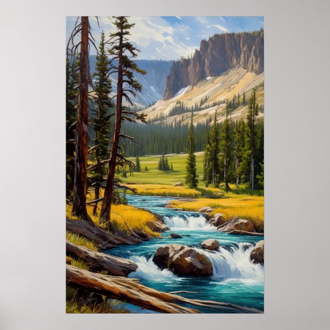 Azure Stream Amidst a Green Valley Poster (Front)