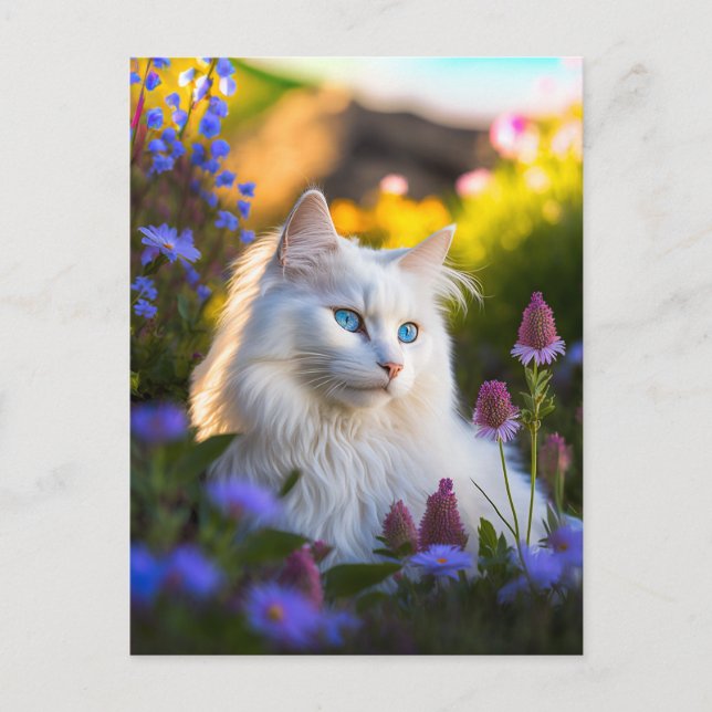 Azure the Turkish Angora Cat Postcard (Front)
