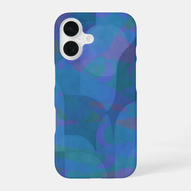 Azure Tides – Oceanic Abstract Geometry iPhone 16 Case (Back)
