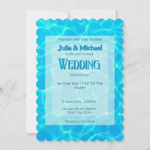 Azure Turquoise Bleu Water Reflection Minimalism Invitation