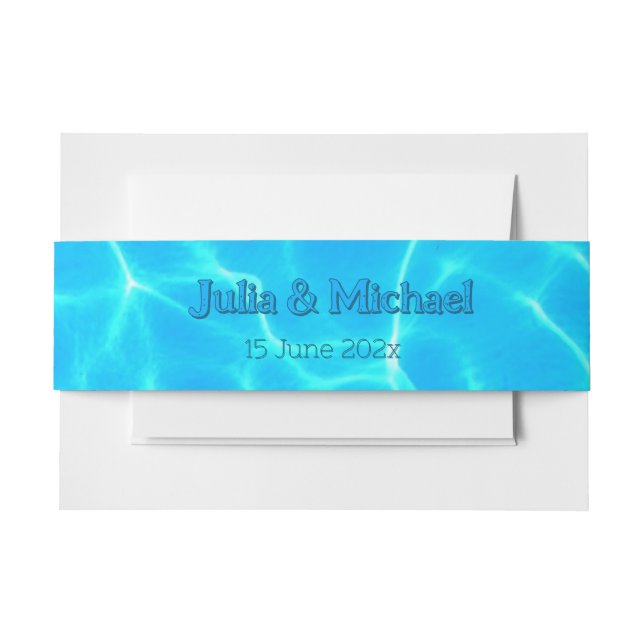  Azure Turquoise Bleu Water Reflection Minimalism Invitation Belly Band (Front Example)
