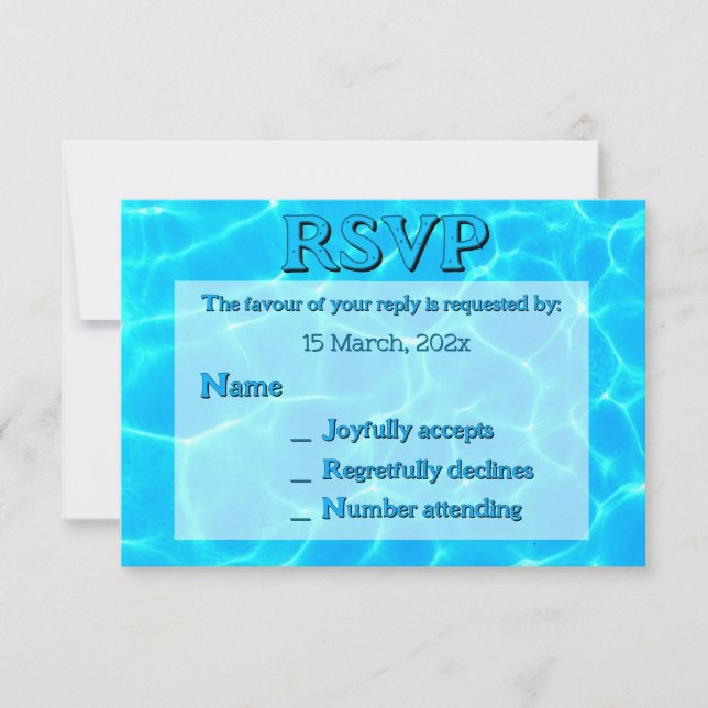  Azure Turquoise Bleu Water Reflection Minimalism RSVP Card (Front)