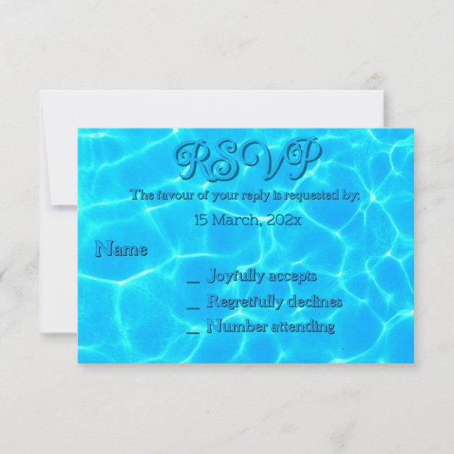  Azure Turquoise Bleu Water Reflection Minimalism RSVP Card (Front)