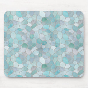 Azure Verdigris Mosaic Mouse Pad
