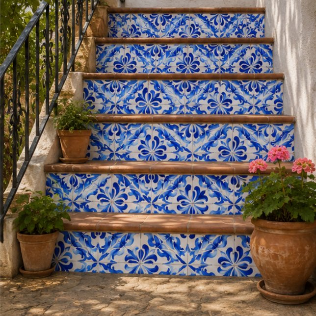 Azure Waves Watercolor Blue Ornamental Mosaic   Tile (Creator Uploaded)
