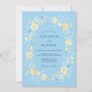 Azure Whimsical Rose Wedding Invitation