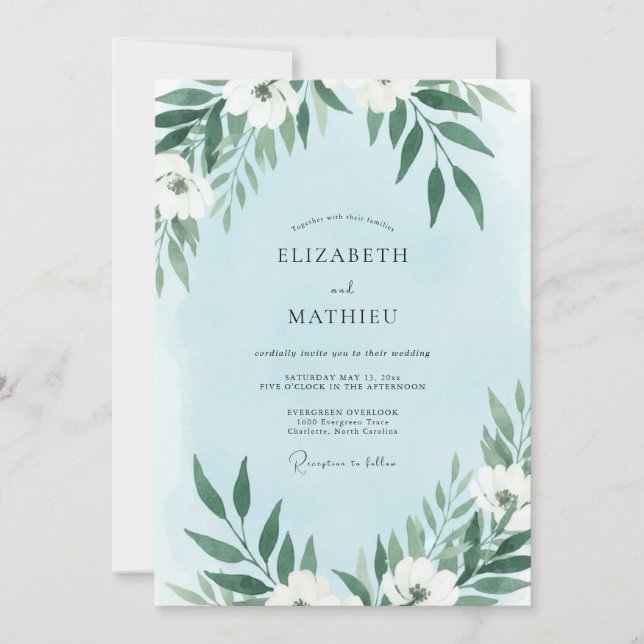 Azure White Vine Wedding Invitation (Front)