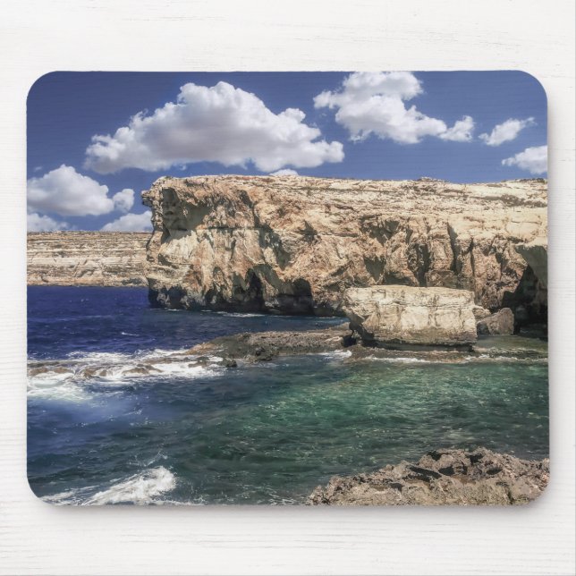 Azure Window Attraction In Gozo Island Mouse Pad (Front)
