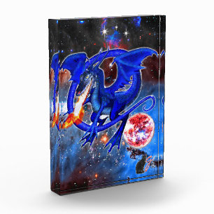 Azurite Cosmic Dragon Acrylic Block