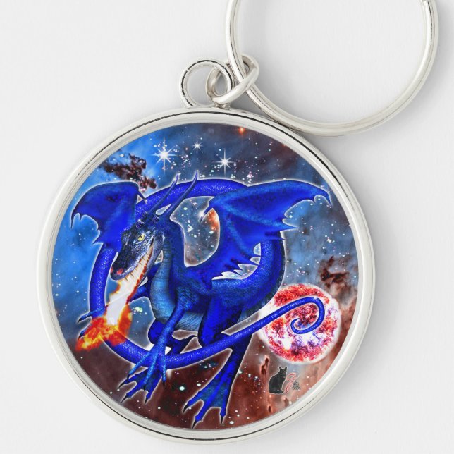 Azurite Cosmic Dragon  Key Ring (Front)