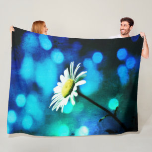 Azurite Malachite Daisy  Fleece Blanket