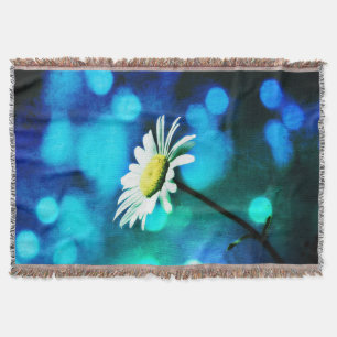 Azurite Malachite Daisy Throw Blanket