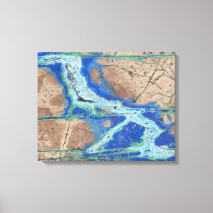 Azurite Malachite Stone on Wrapped Canvas