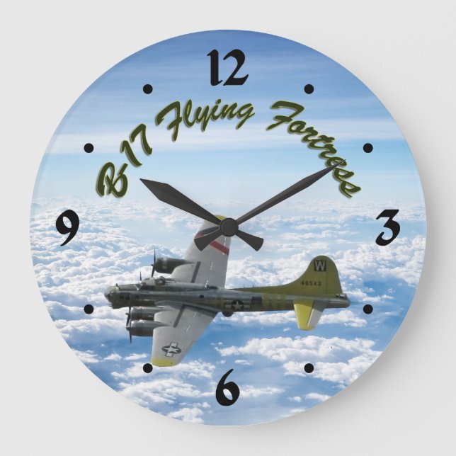 B17 Flying Fortress WWII Bomber Airplane Large Clock (Front)