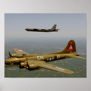 B17G and B52H Bombers in Flight Poster