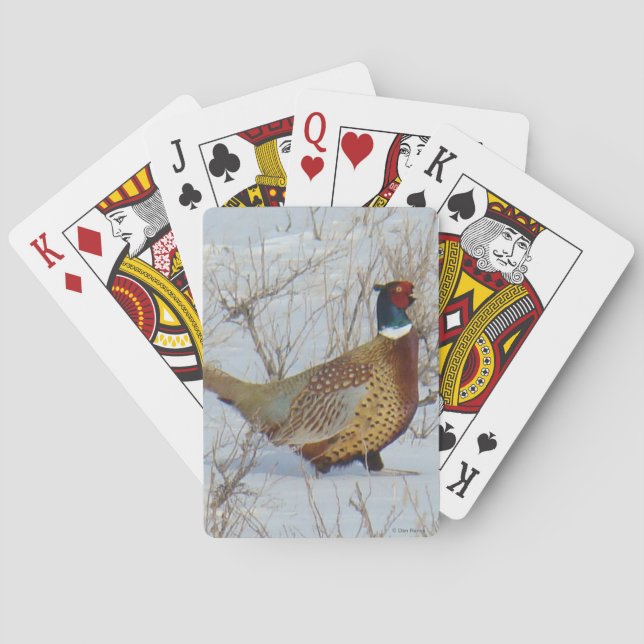B22 Ring-necked Pheasant in Snow Playing Cards (Back)